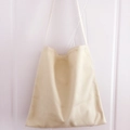 Minimalist cream white canvas tote bag with shoulder strap in plain solid color design - Off White