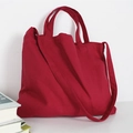 Versatile red canvas tote bag with hand grips and shoulder strap for daily use - Burgundy