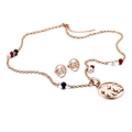Conjunto de joyas de oro rosa con colgantes de niño y niña y cuentas de colores en collar - Oro Rosa (KS93312-K)