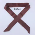 Narrow coffee brown satin ribbon scarf for bag handle decoration in solid finish - Coffee (D95)