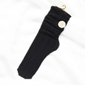 Schwarze Damen-Stulpen mit Zopfmuster, elastischem Rüschenrand und weicher Textur - Einheitsgröße / Schwarz