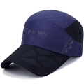 Navy blue and black quick-dry mesh baseball cap with gray sports star embroidery - Adjustable / Navy Blue