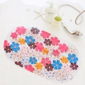 Oval non-slip bath mat with colorful floral patterns and suction cups for bathroom - Spring Flowers