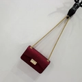 Mini burgundy V-quilted crossbody bag with matte finish and gold chain strap - Small / Burgundy