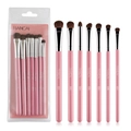 Set professionale da 7 pennelli rosa per trucco occhi con custodia trasparente - 7 Pezzi Rosa (In Busta)