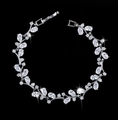 Bracelet floral élégant plaqué or blanc 18 carats avec zircons brillants marquise - Blanc (18cm)