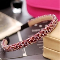 Luxury headband with four rows of burgundy crystal beads in a slender elegant design - Purple