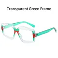 Transparent green geometric sunglasses with red contrast accent and polygonal frame - Transparent Green Frame Clear Lens