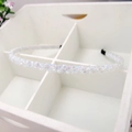Diadema brillante de doble fila de cristales blancos con puntas antideslizantes - Blanco