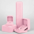 Pink velvet jewelry gift boxes set for rings and necklaces with luxury soft texture - Pink
