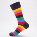 Bunte gestreifte Socken aus Baumwollmischung mit Patchwork-Muster für Damen und Herren - Marineblauer Fersenstreifen
