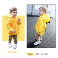 Impermeabile giallo per bambini con cappuccio e dettagli di cresta di dinosauro in 3D - S / Giallo