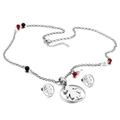 Conjunto de joyas de acero inoxidable plateado con patrón de niña collar y pendientes - Estilo Color Acero (KS93304-K)