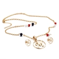 Conjunto de joyas de acero inoxidable dorado con dijes M y collar de cuentas de colores - Dorado