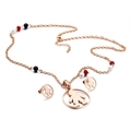 Set di gioielli in acciaio inossidabile oro rosa con collana e orecchini a perla a forma di bimbo - Oro rosa