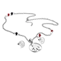 Set collana e orecchini con ciondolo ragazzo, perle d'acqua dolce e perline colorate - Argento