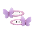 Detail von lila Gaze-Schmetterlings-Haarspangen mit Pailletten und rosa Ripsband-Clip-Basis - Schmetterling