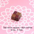 Macro view of 2.5cm two-tone checkerboard resin chocolate accessory for DIY crafts - Two-Tone Square - Dark Coffee