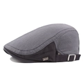 Classic British style cotton flat cap in gray and black with adjustable metal buckle - Adjustable / Gray