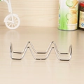 Three-slot stainless steel taco holder with wave design on a light wood background - Wave Wire Style (3 Slots)