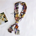 Detail of printed twilly scarf with retro floral pattern on fashion magazine background - 1 Colorful Leaf Floral