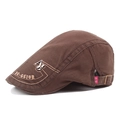 Coppola vintage marrone in cotone da uomo con logo in metallo AJ e ricamo laterale - Regolabile / caffè