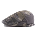 Men's camouflage newsboy cap in gray-green with adjustable metal side buckles - Adjustable / Gray Camouflage