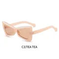 Fashionable tea frame sunglasses with tea lenses in a cat-eye butterfly style - Tea Frame Tea Lens