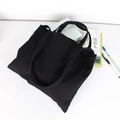 Minimalist large black canvas tote bag for daily commute and versatile shopping needs - Black