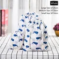 Three-piece printed cotton linen drawstring bag set with blue whale patterns in 3 sizes - Whale