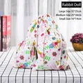 Three sizes of cotton linen drawstring bags with colorful cartoon rabbit prints - Rabbit Doll