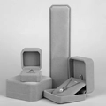 Elegant light grey velvet jewelry gift boxes set for rings and necklaces storage - Gray