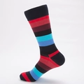 Bunte gestreifte Socken aus Baumwollmischung in Rot, Schwarz und Blau für Herren - Schwarze Fersenstreifen