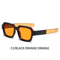 Retro square sunglasses featuring black and orange frame with tinted orange lenses - Black Orange Frame / Orange Lenses