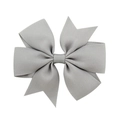Handmade grey grosgrain ribbon fish-tail hair bow clip for girls with ribbed texture - Gray (23)