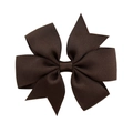 Deep coffee brown ribbed grosgrain ribbon bow hair clip for children with fishtail layers - Dark Coffee (3)