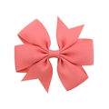 Classic coral pink grosgrain ribbon bow hair clip with textured ribbed fabric for girls - Coral Pink (15)