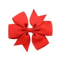 Bright red ribbed grosgrain ribbon bow hair clip with elegant fishtail ends for kids - Red (12)