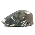 Men's camouflage flat cap with adjustable metal buckle and forest pattern design - Adjustable / Army Green Camo