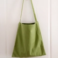 Minimalist grass green canvas tote bag with wide shoulder strap for daily shopping use - Bean Green