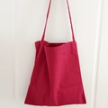 Minimalist bright red canvas tote bag with long shoulder straps for daily use - Burgundy