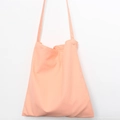 Detail of minimalist orange cotton canvas tote bag with durable shoulder strap - Coral Pink