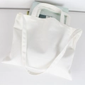 Minimalist white canvas tote bag in thick cotton fabric with long shoulder straps - White