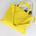 Minimalist solid yellow cotton canvas tote bag with dual handles and long shoulder strap - Yellow