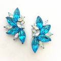 Fashion rhinestone stud earrings with bright blue and iridescent marquise crystals - Transparent Lake Blue