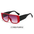Fashionable oversized sunglasses featuring red glossy frames and purple gradient lenses - Red Frame Gradient Purple Lens