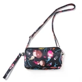 Mini canvas telefoontasje met vrolijke zeepatronen en verstelbare schouderriem - Zwarte Zeemeermin Crossbody