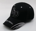 Detailed embroidery of SD letters and San Diego text on a black cotton baseball cap - 56-58cm, Adjustable / Style #8-Black SD San Diego / Black