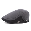 Men's retro patchwork ivy cap in grey and black cotton with a silver metal force tag - Adjustable / Black