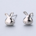 Orecchini a perno a forma di coniglio in argento sterling S925 lucido da donna - Stile Coniglio Mashimaro (5929054883022)